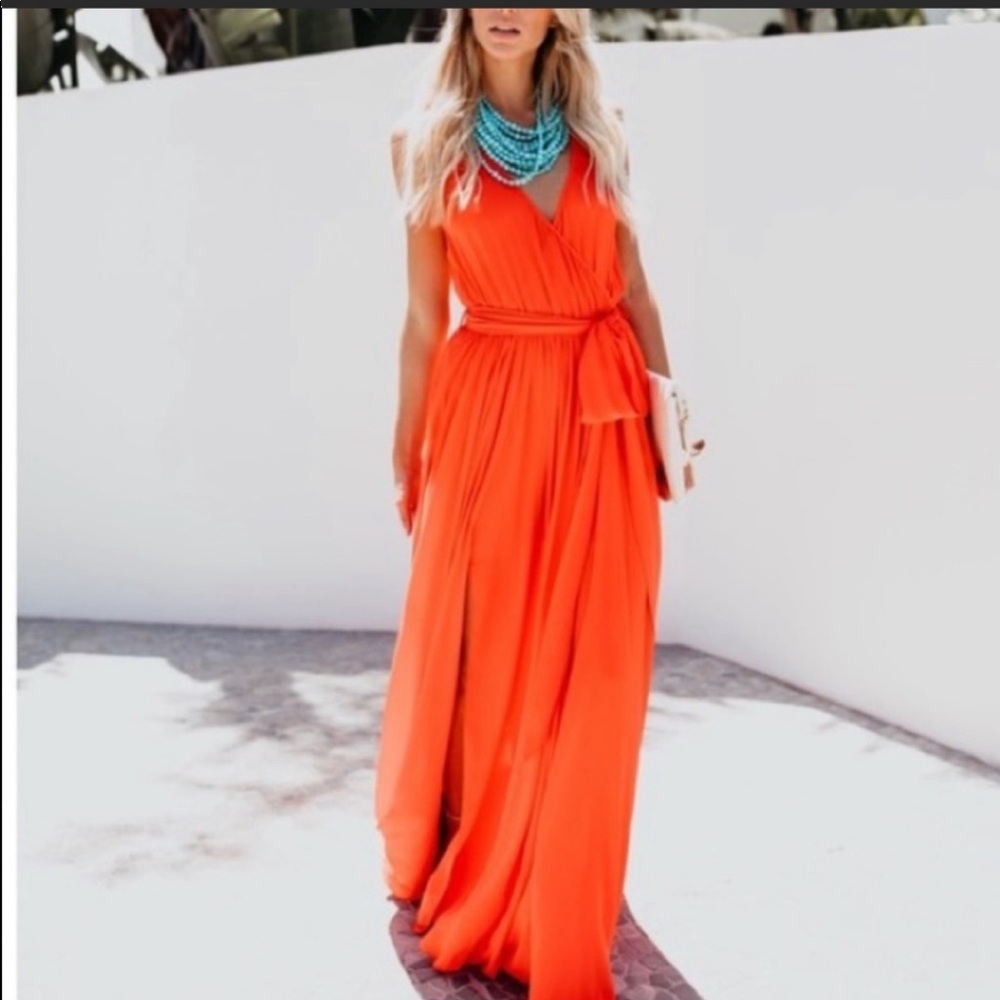 VICI Oliviacious bright orange flowy dress size small